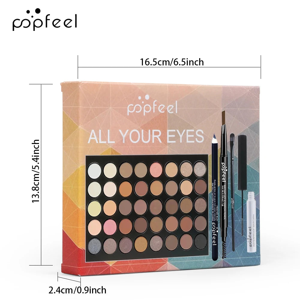 Eye Makeup Set — Eyeshadow Palette, Eyeliner, Mascara &amp; Eyebrow Pencil Kit with Tools