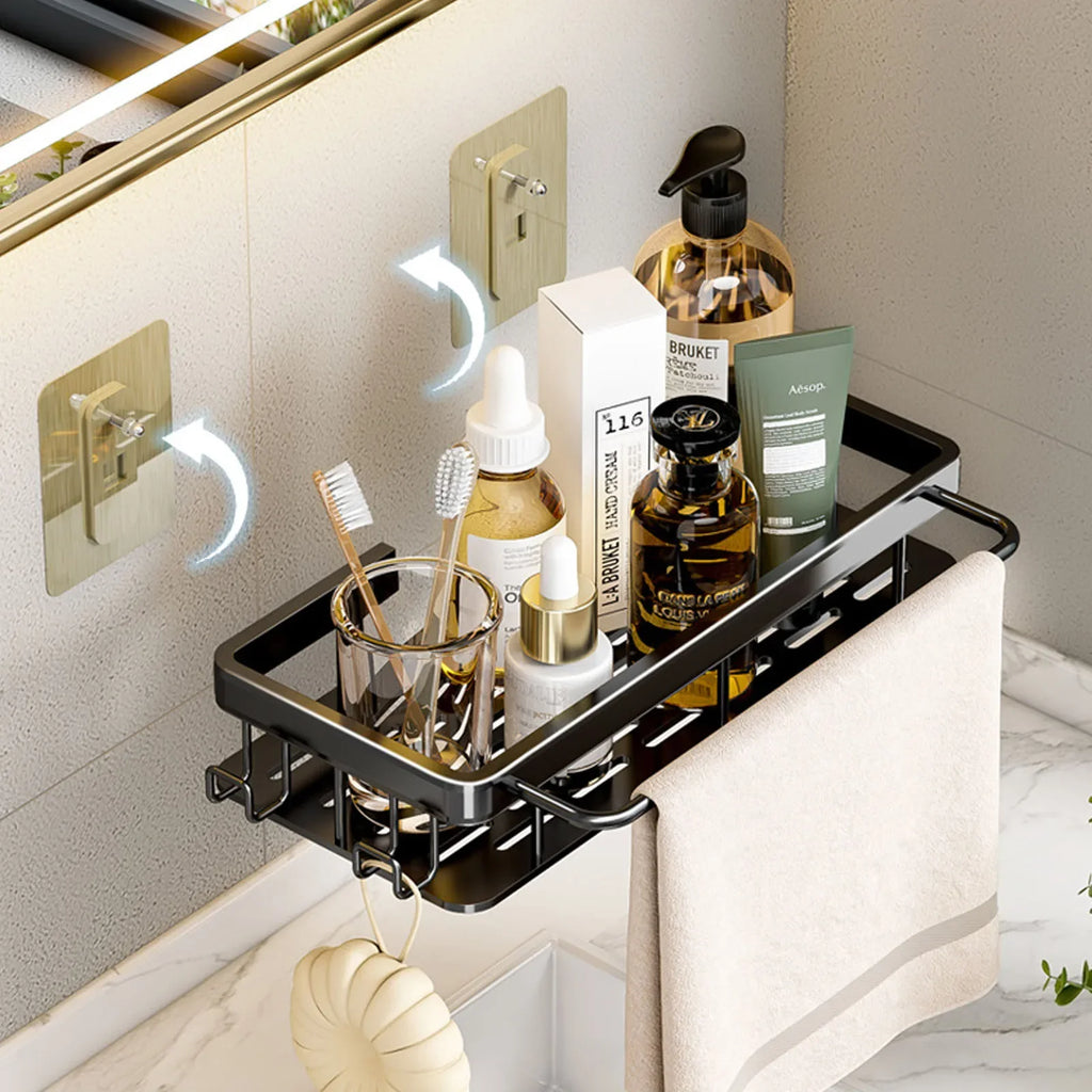 No Drill Wall Mounted Bathroom Shelf – Aluminum Shower Corner Rack