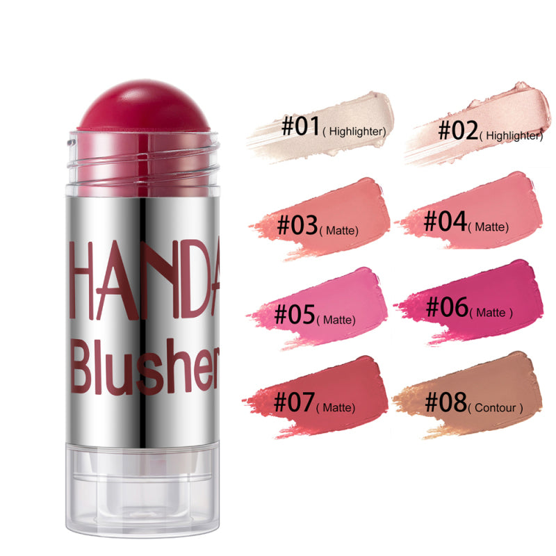 Shimmer Blush Stick - Long-Lasting Highlighter, Bronzer & Contour Cream for Face Makeup