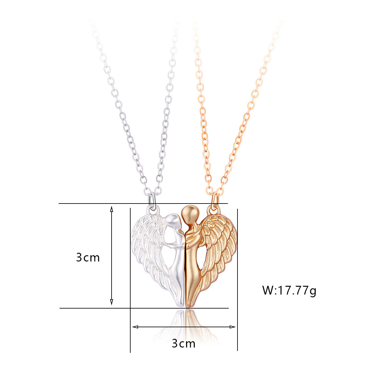 Angel Wing Magnetic Couple Necklaces - Friendship or Love Jewelry in Two Colors
