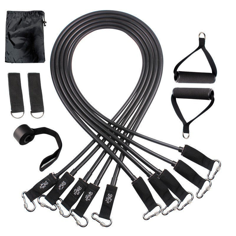 11-Piece Fitness Resistance Band Set - Adjustable Tension Rope Workout Kit