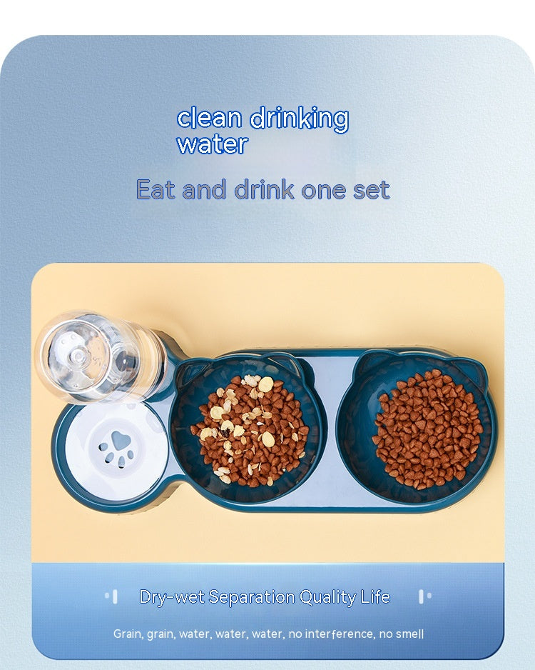 Anti-Roll Double Plastic Pet Bowl – Stable Food & Water Feeder for Cats