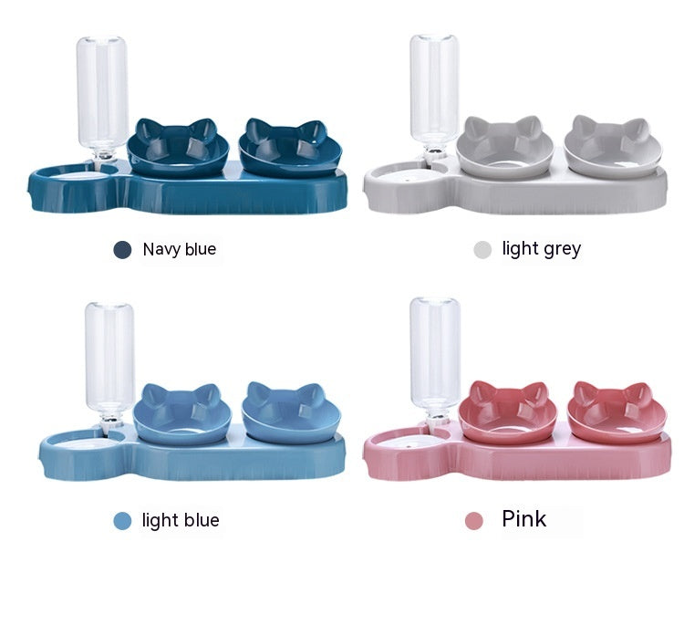 Anti-Roll Double Plastic Pet Bowl – Stable Food & Water Feeder for Cats
