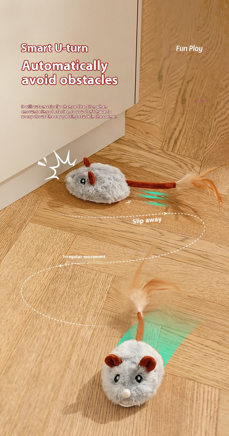 Electric Mouse Cat Toy with Wand – Self-Play Interactive Toy for Stress Relief & Exercise
