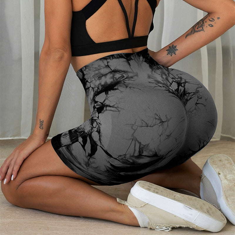 Tie-Dye High-Waisted Yoga Pants - Quick-Drying Summer Fitness Shorts for Women