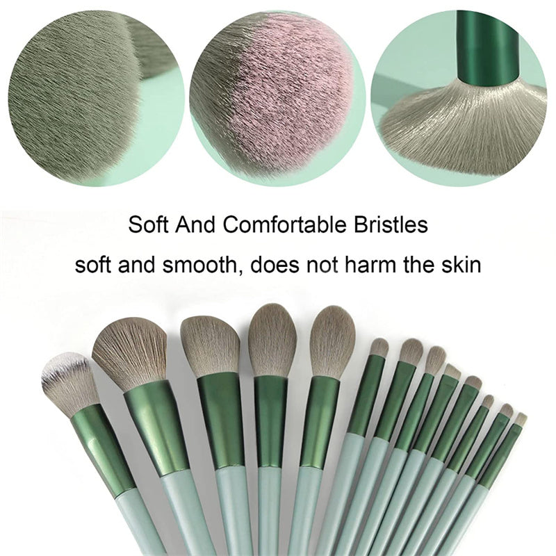13-Piece Professional Makeup Brush Set - Foundation, Blush, Eyeshadow & Highlighter Brushes