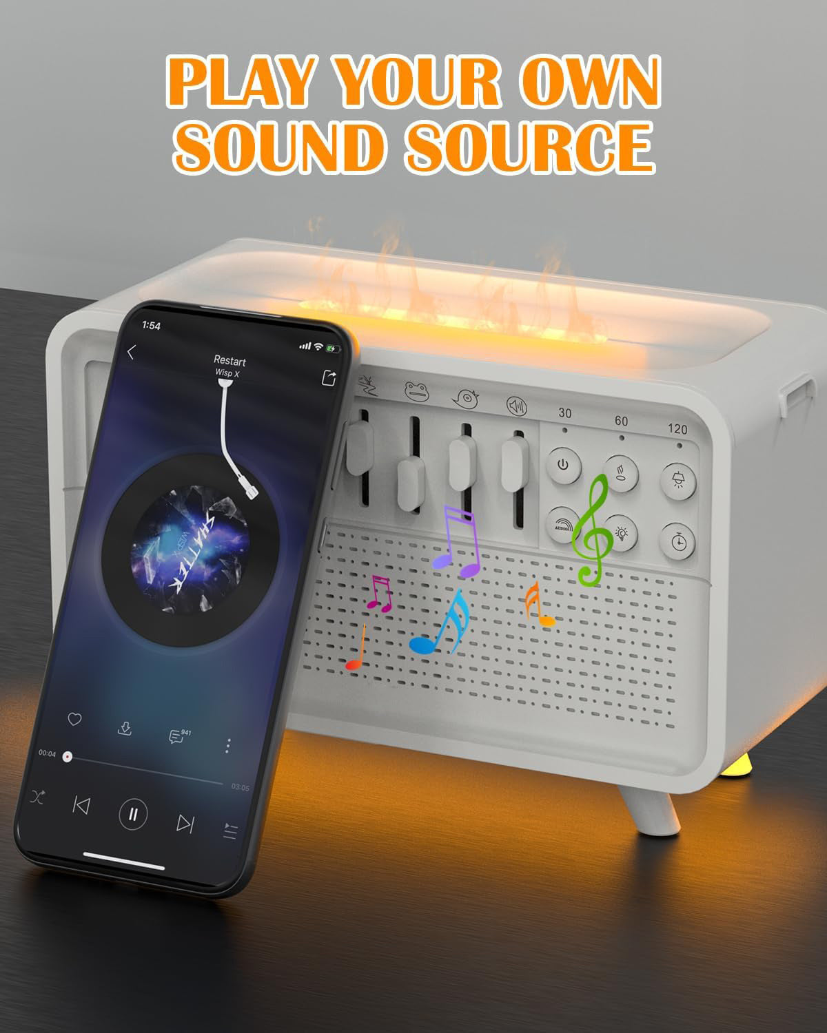3-in-1 Bluetooth Speaker, White Noise Machine, Night Light & Humidifier – Nature Sounds & Sleep Aid