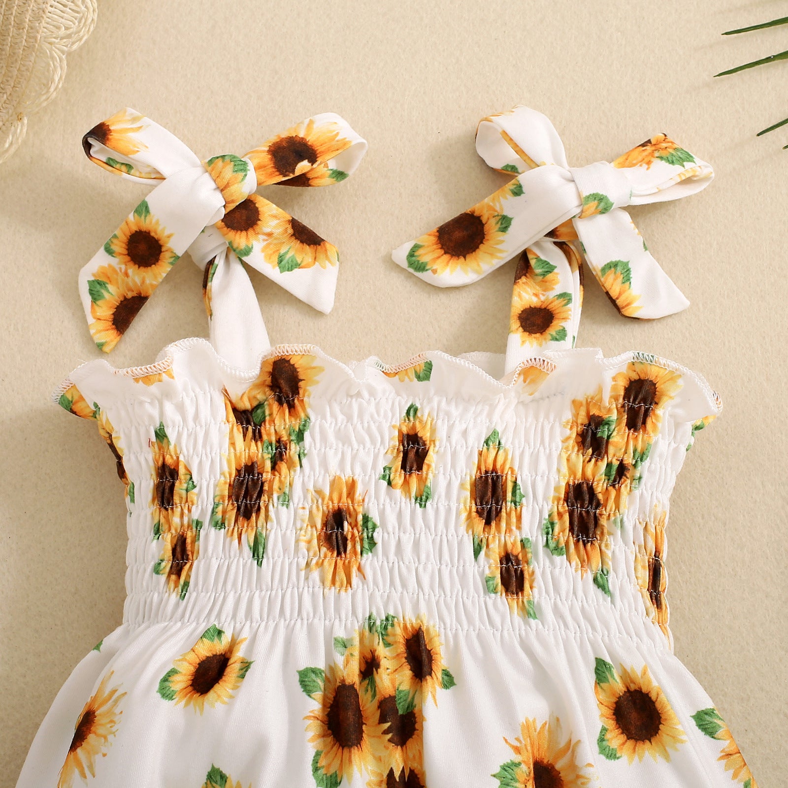 Girls SUNFLOWER Printing Gallus Siamese Trousers