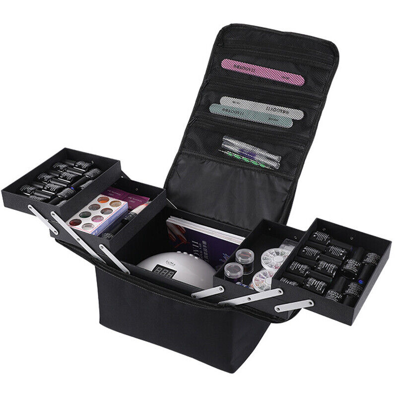 Professional Large Makeup Bag - Cosmetic Vanity Case & Nail Tech Storage Beauty Box