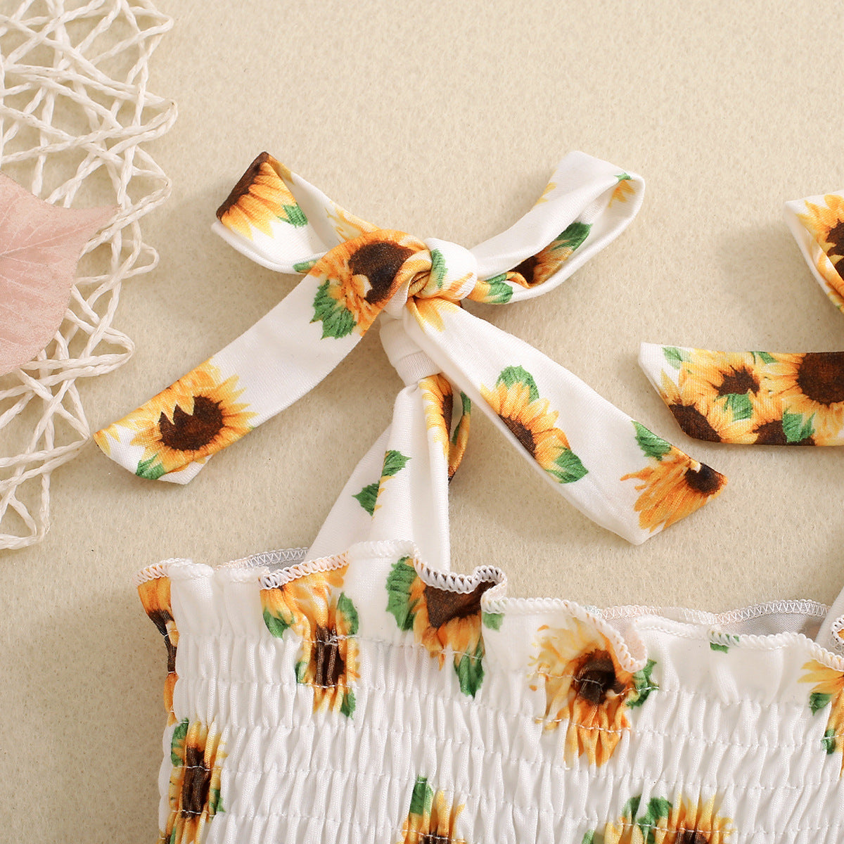 Girls SUNFLOWER Printing Gallus Siamese Trousers