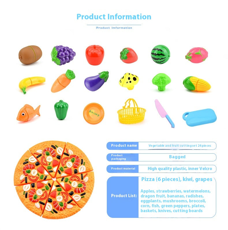 Children’s Simulation Kitchen Play Set - Plastic Vegetables & Fruits Toy Kit