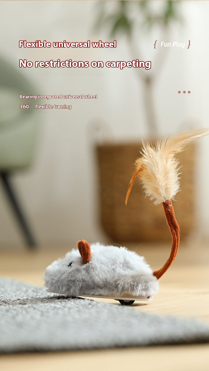 Electric Mouse Cat Toy with Wand – Self-Play Interactive Toy for Stress Relief & Exercise