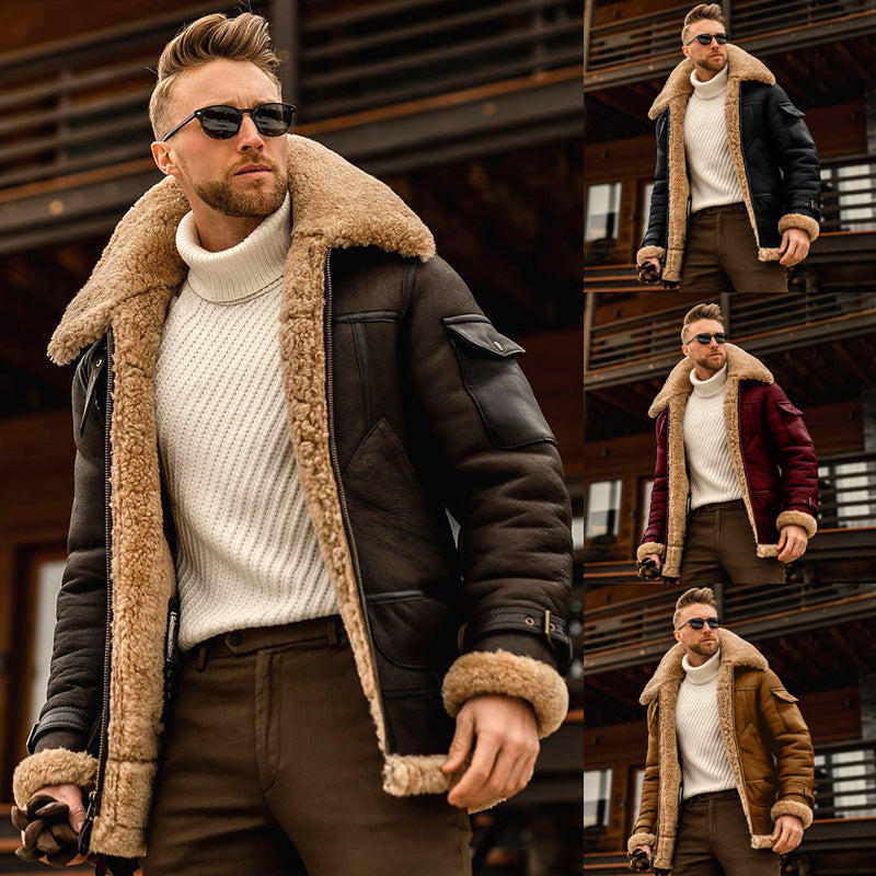 Men’s Winter Military Fleece Jacket - Warm Fur Collar Army Tactical Coat